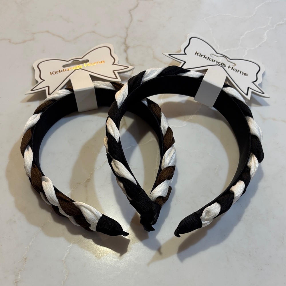 Kirkland’s Home Braided Headbands Bundle Black White Brown White OS